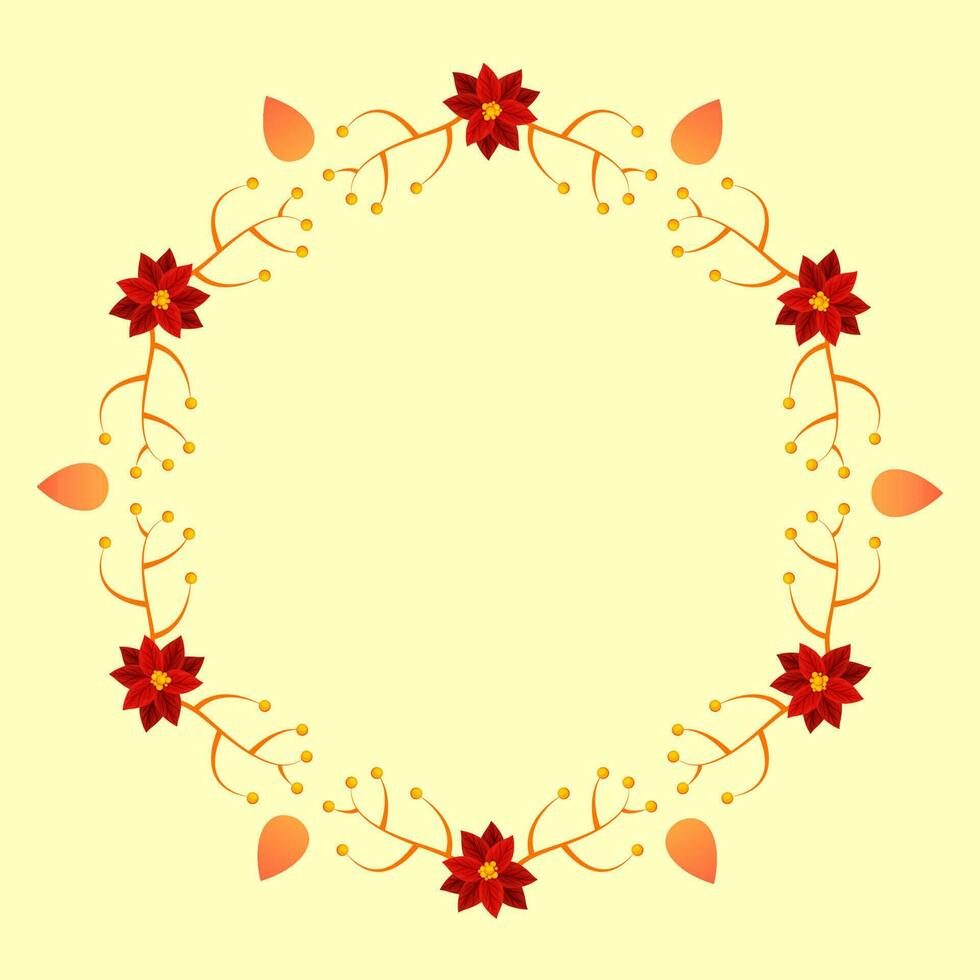 hexágono marco hecho por baya rama y flor de pascua flores en amarillo antecedentes con Copiar espacio. vector