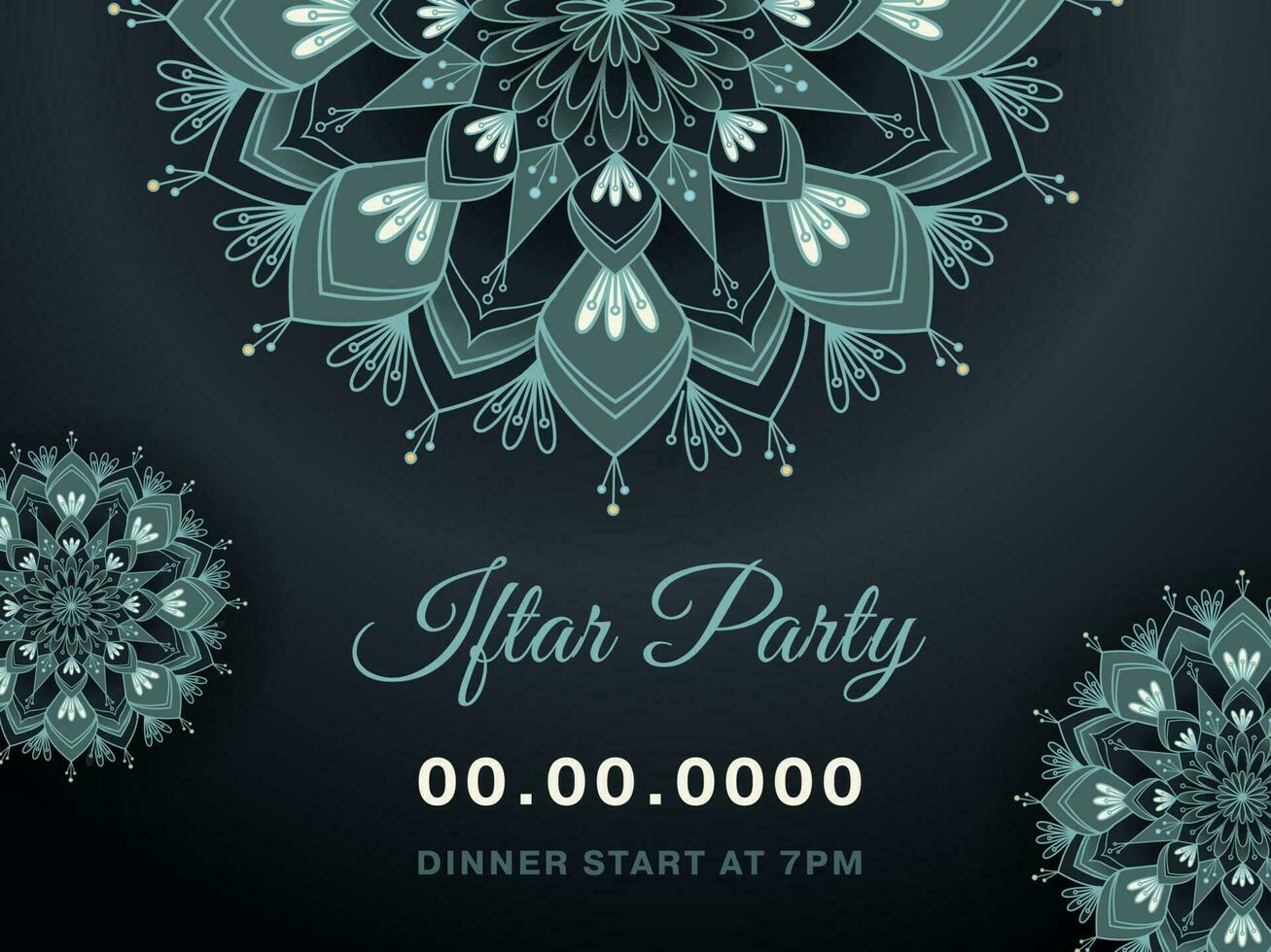 iftar fiesta invitación o póster diseño decorado con mandala modelo. vector