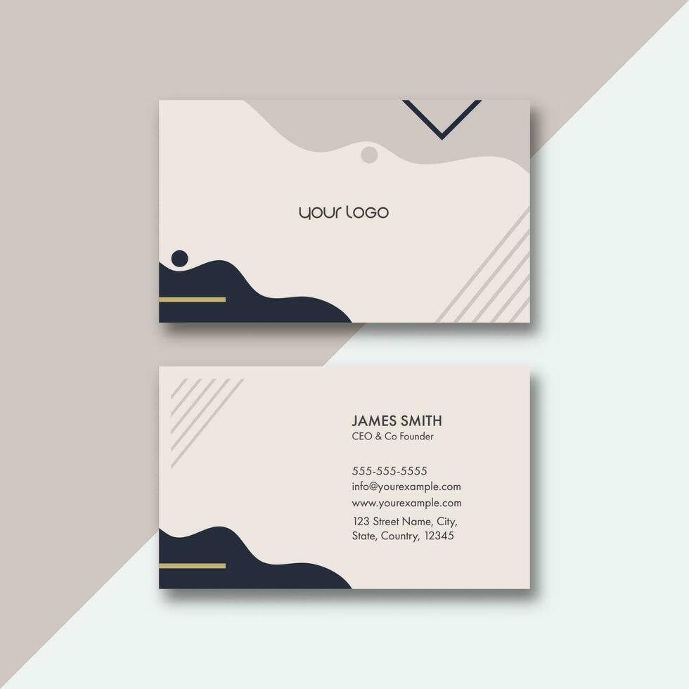 Vector Business Card Template Design In Front And Back View.