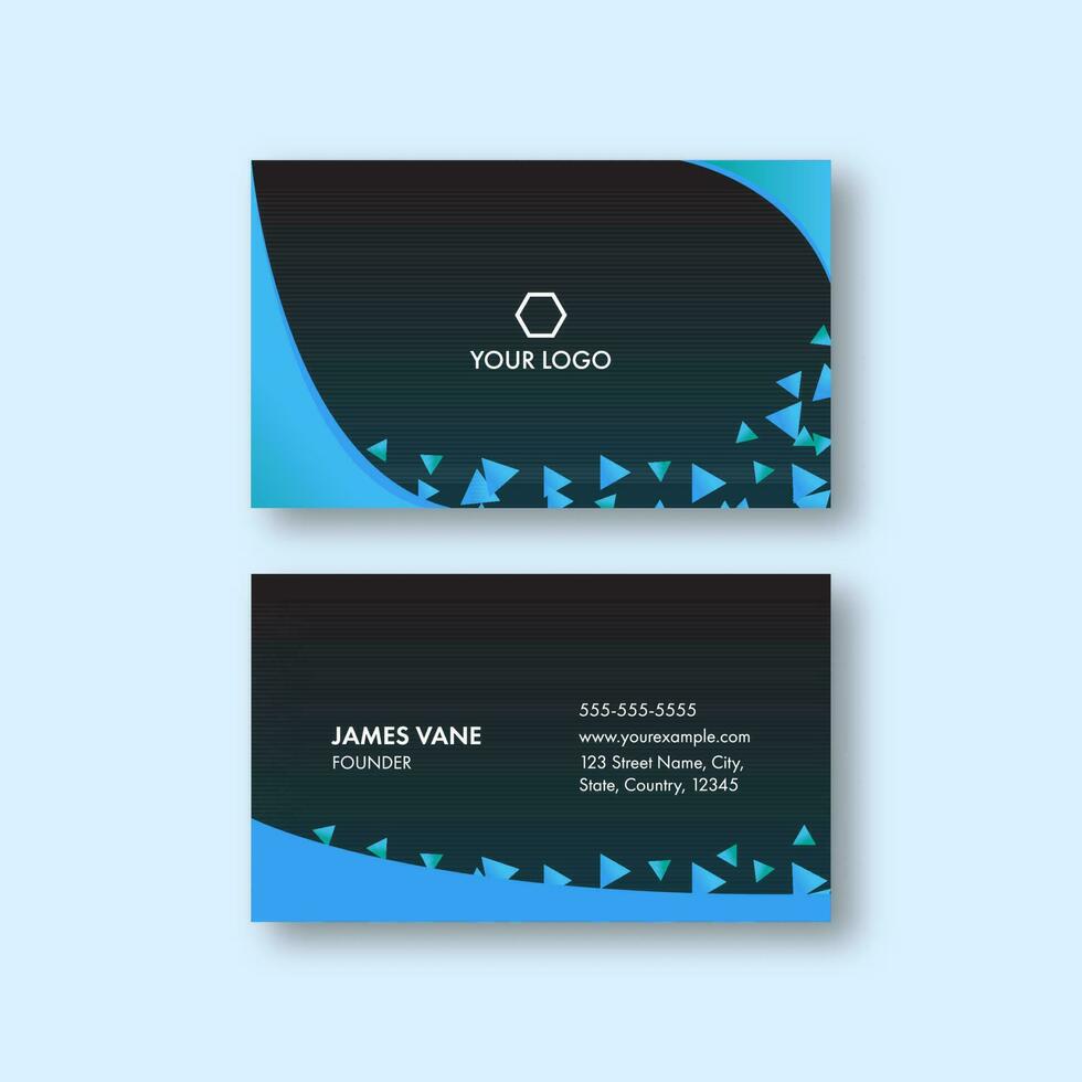 Abstract Business Card Template Layout In Front And Back View. vector