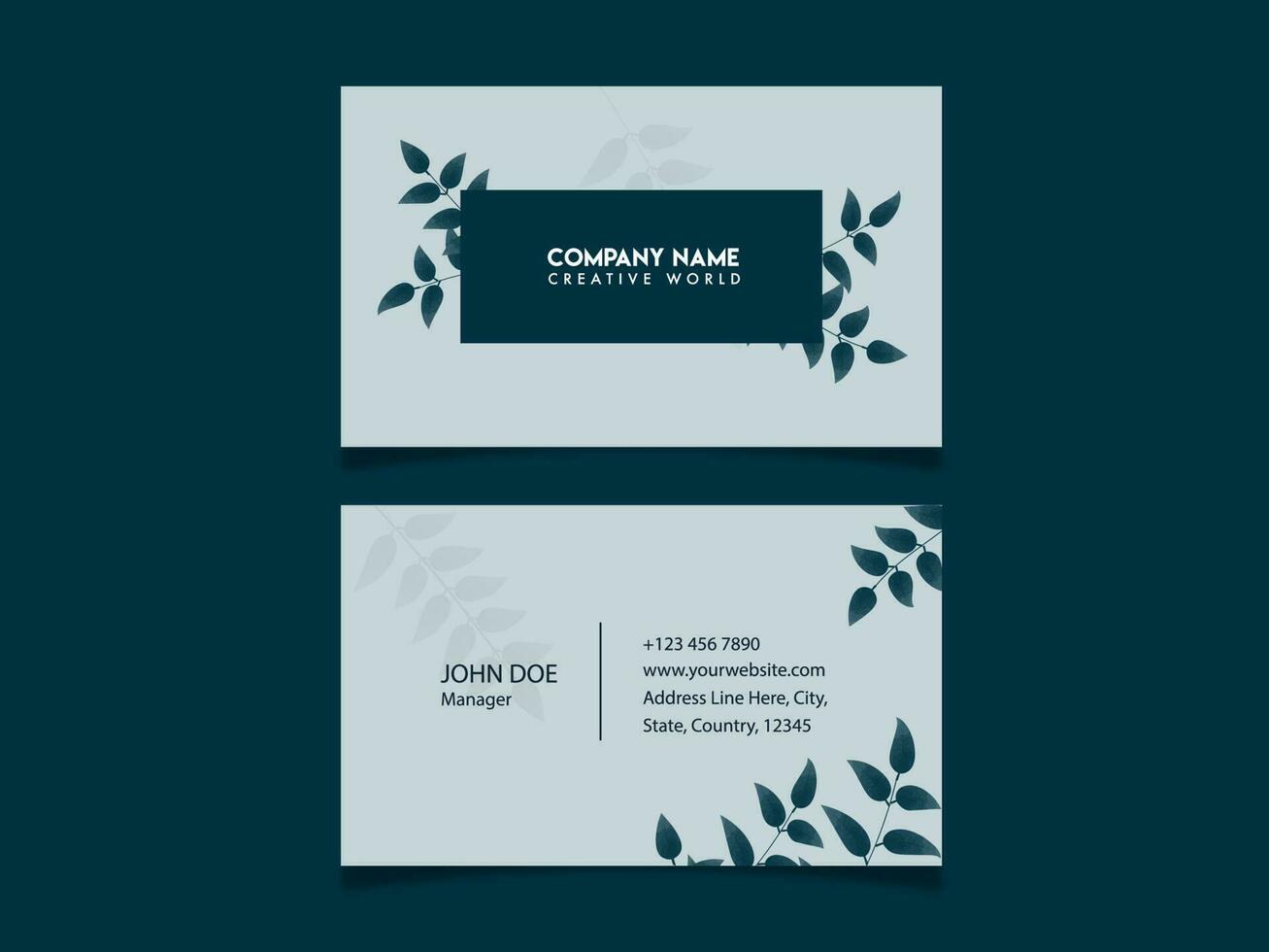 negocio tarjeta modelo diseño con doble cara en verde azulado antecedentes. vector