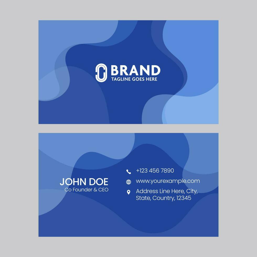 Blue Color Visiting Card Design In Front And Back View. vector