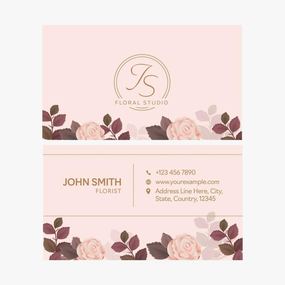 Floral Studio Business Card Design In Front And Back View. vector