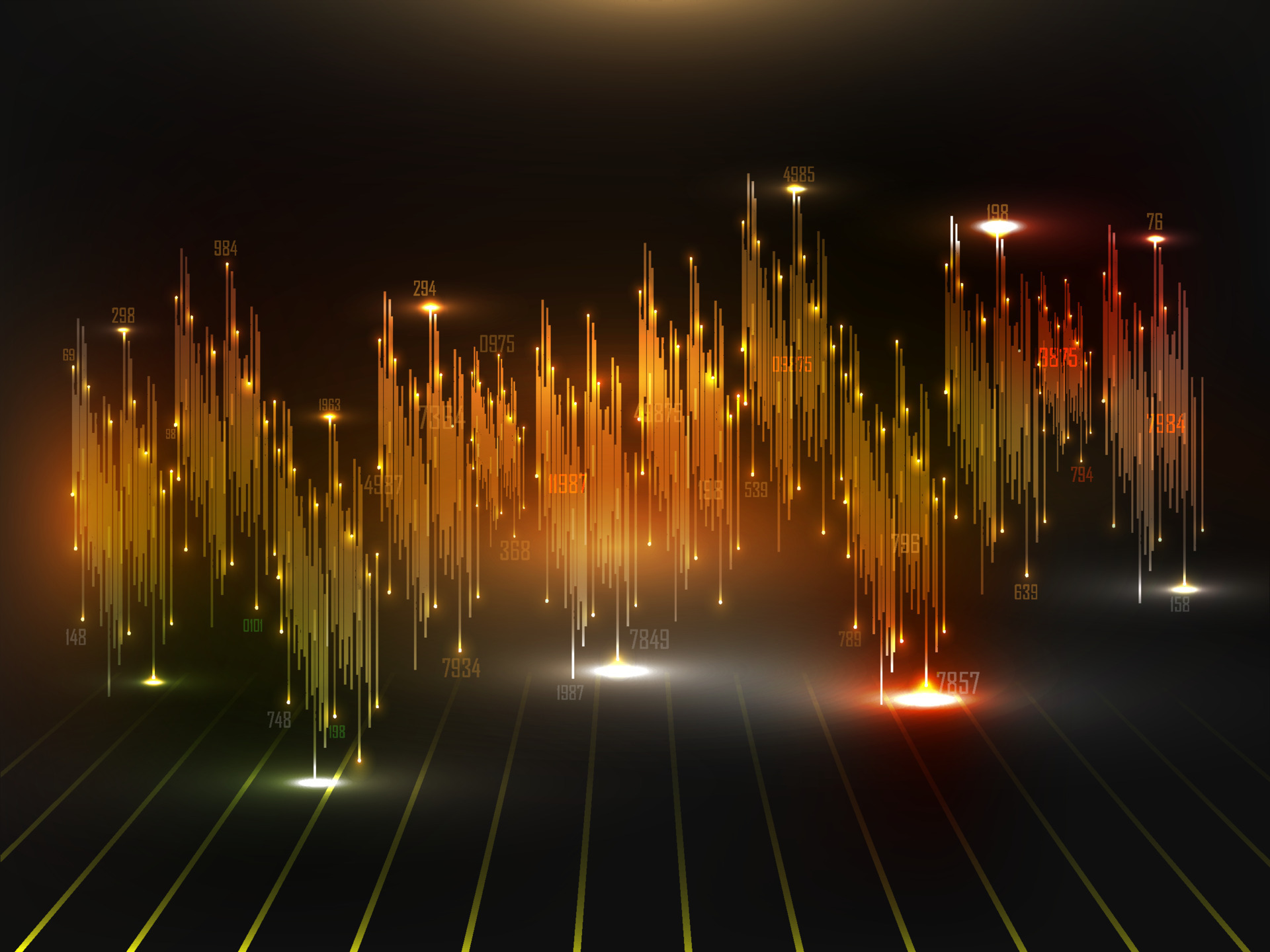 Audio or sound waveform animation with lighting effect for Big Data