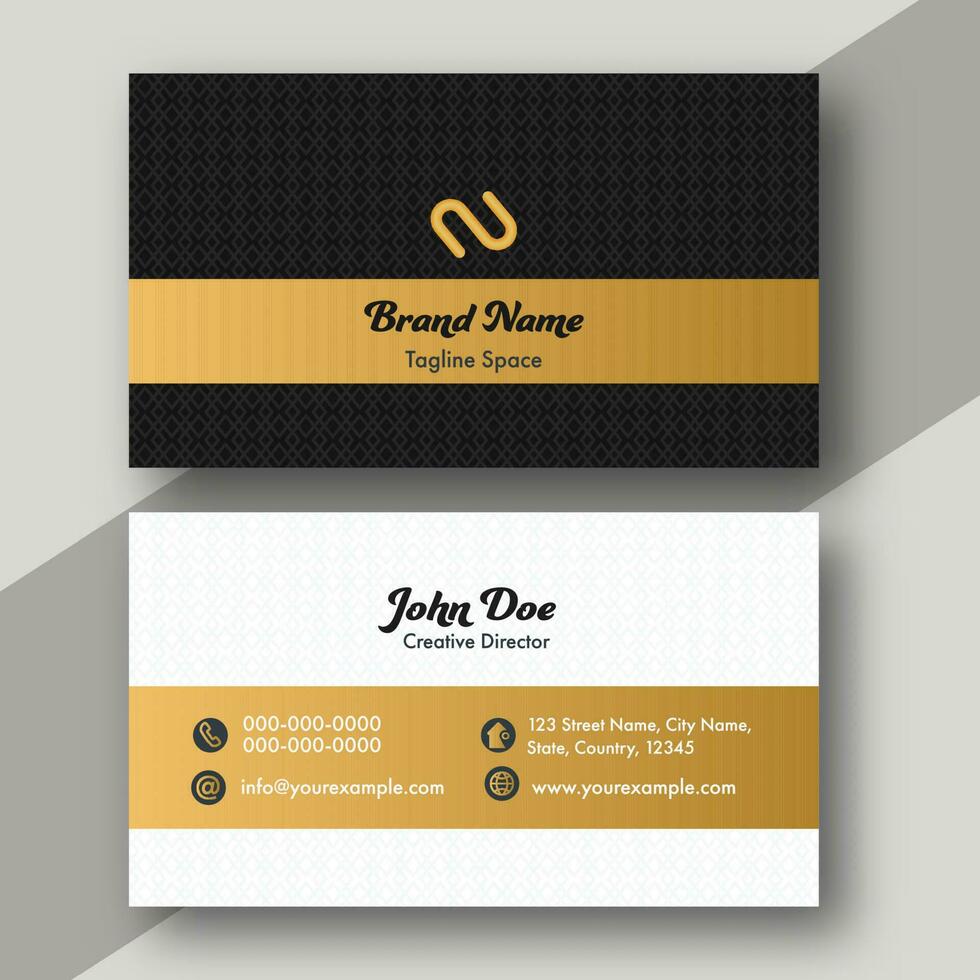 Modern Business Card Template With Rhombus Overlapping Pattern In Front And Back View. vector