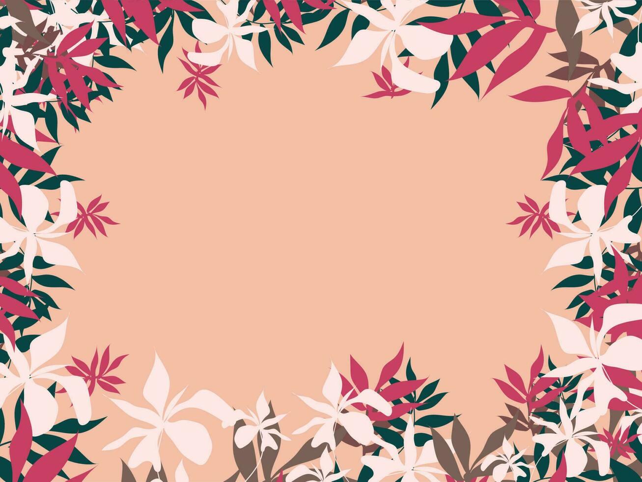 Floral Border Background With Space For Text. vector