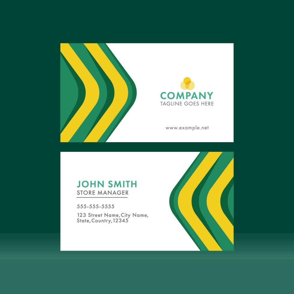 Modern Horizontal Business Card Template On Green Background. vector