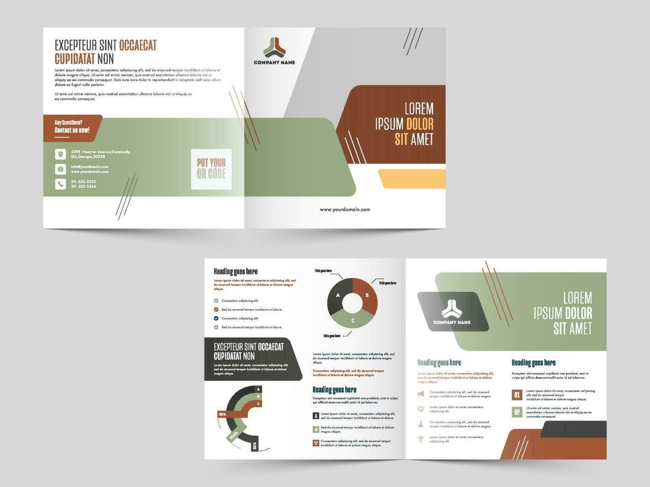 Promotion Cover Page or Bi-Fold Brochure Layout in Front and Back View for Business Concept. vector