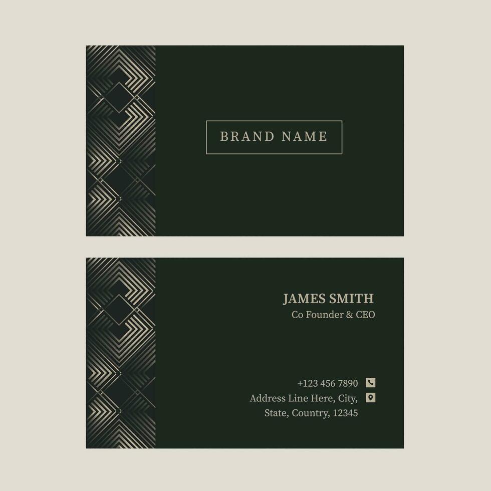 Green Color Business Card Template In Front And Back View. vector