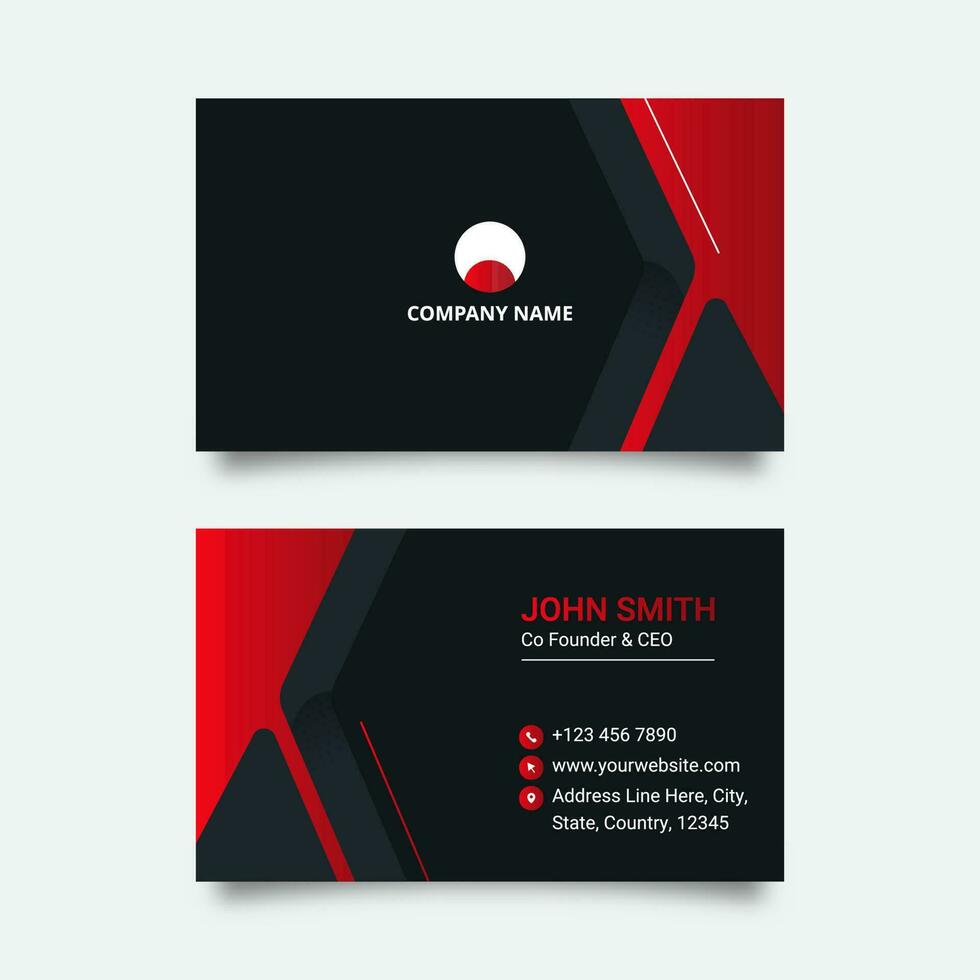 Business Card Template Layout In Red And Black Color. vector