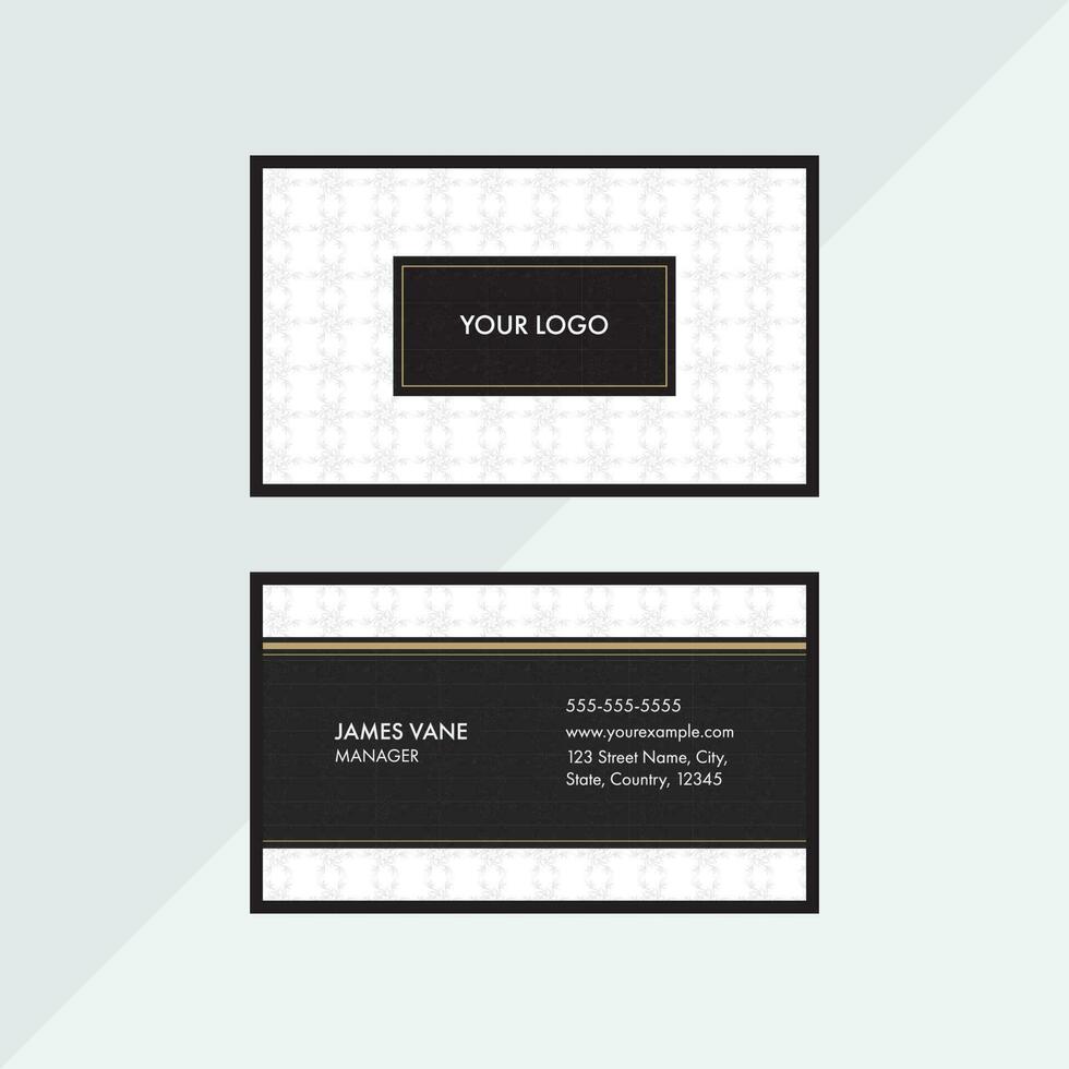 elegante negocio tarjeta o horizontal modelo diseño en negro y blanco color. vector