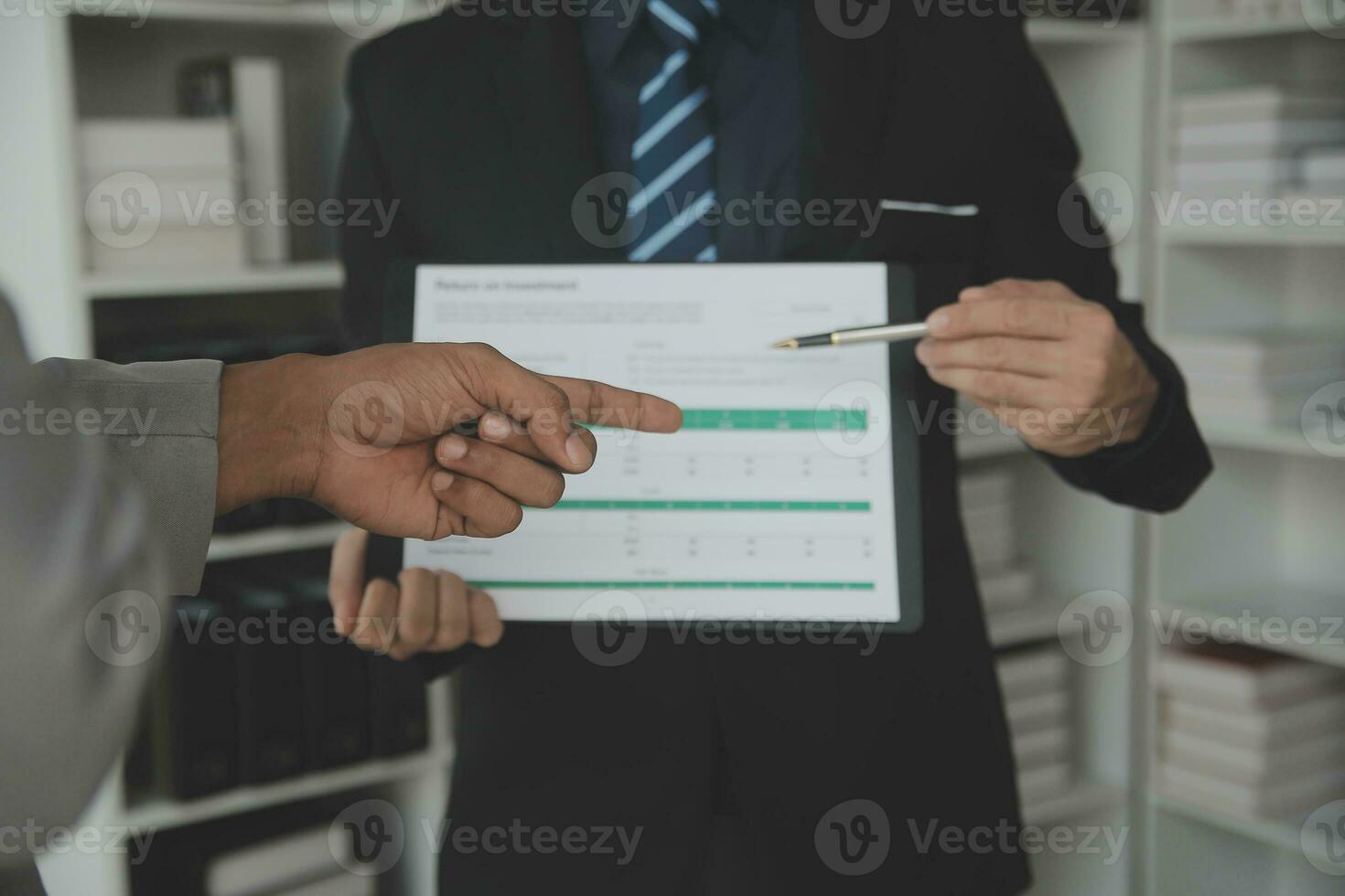 Team of business people working together in the meeting room office, teamwork background charts and graphs banner, double exposure successful teamwork,business planning concept. photo