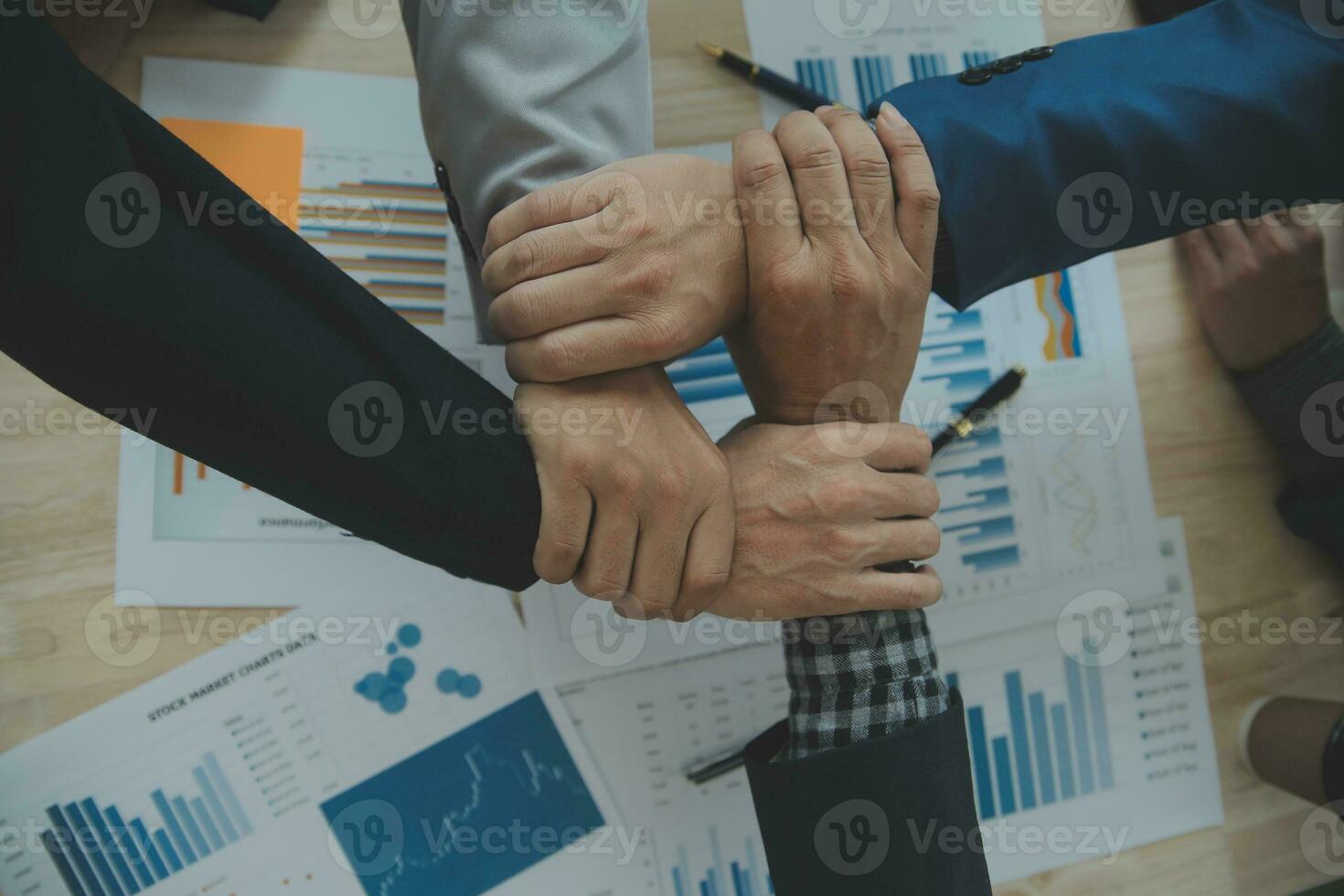 Business handshake for teamwork of business merger and acquisition,successful negotiate,hand shake,two businessman shake hand with partner to celebration partnership and business deal concept photo