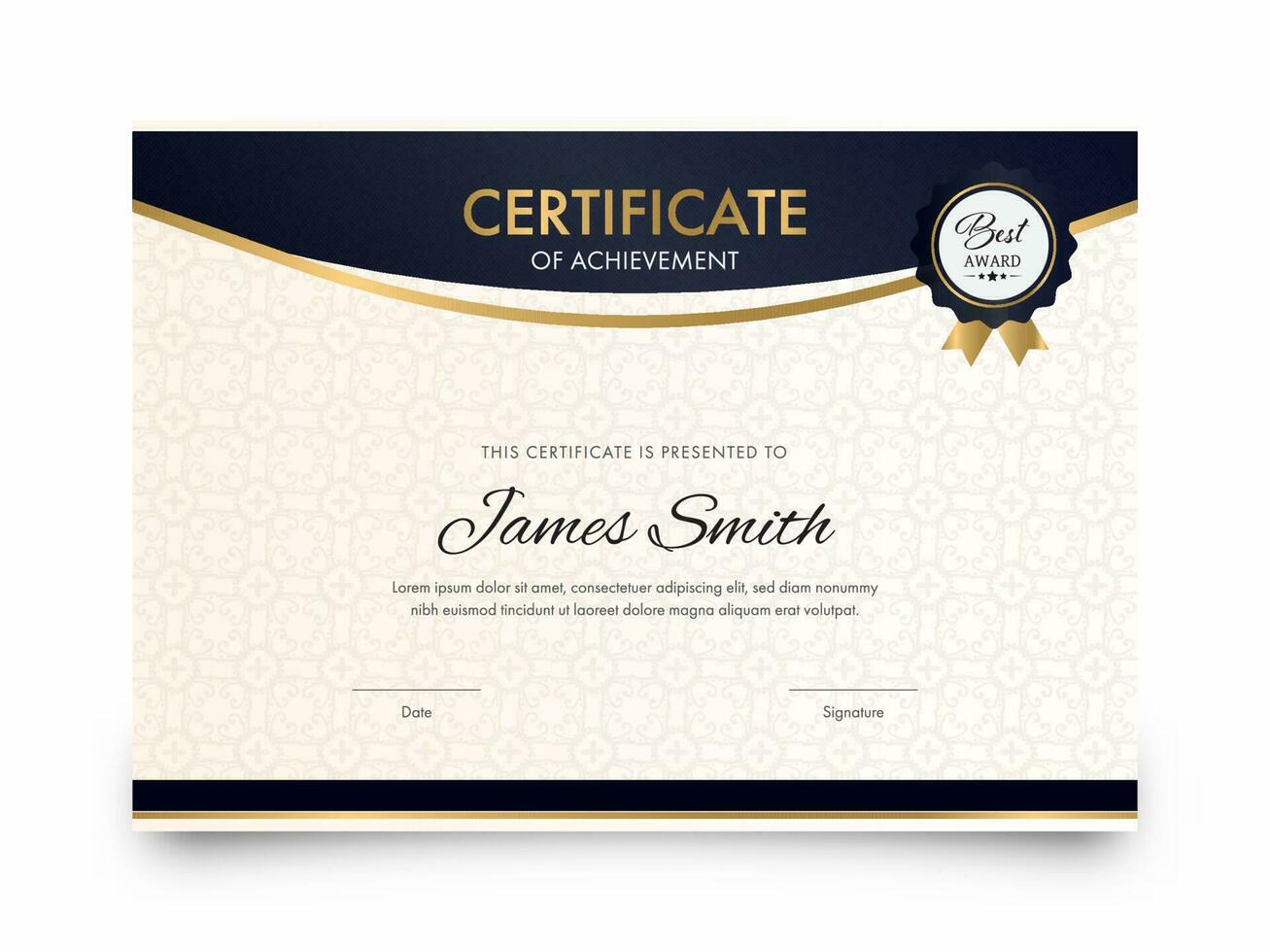 Elegant Certificate Of Achievement Award Template Design. vector