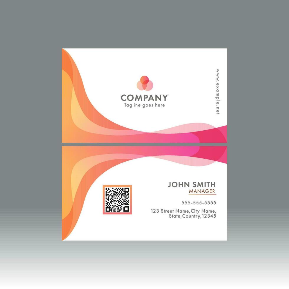 Abstract Business Or Visiting Card In Front And Back View. vector