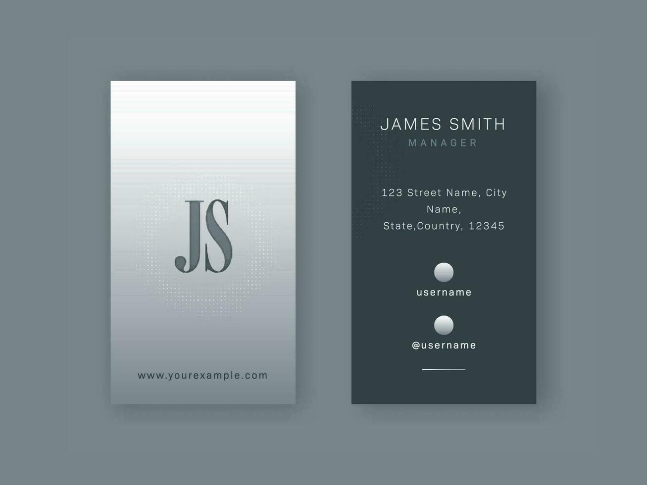 Gray And White Color Business Card Template Layout With Double-Sides. vector