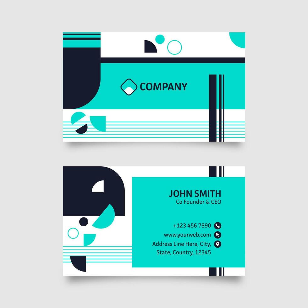 Abstract Business Card Template In Front And Back Side. vector