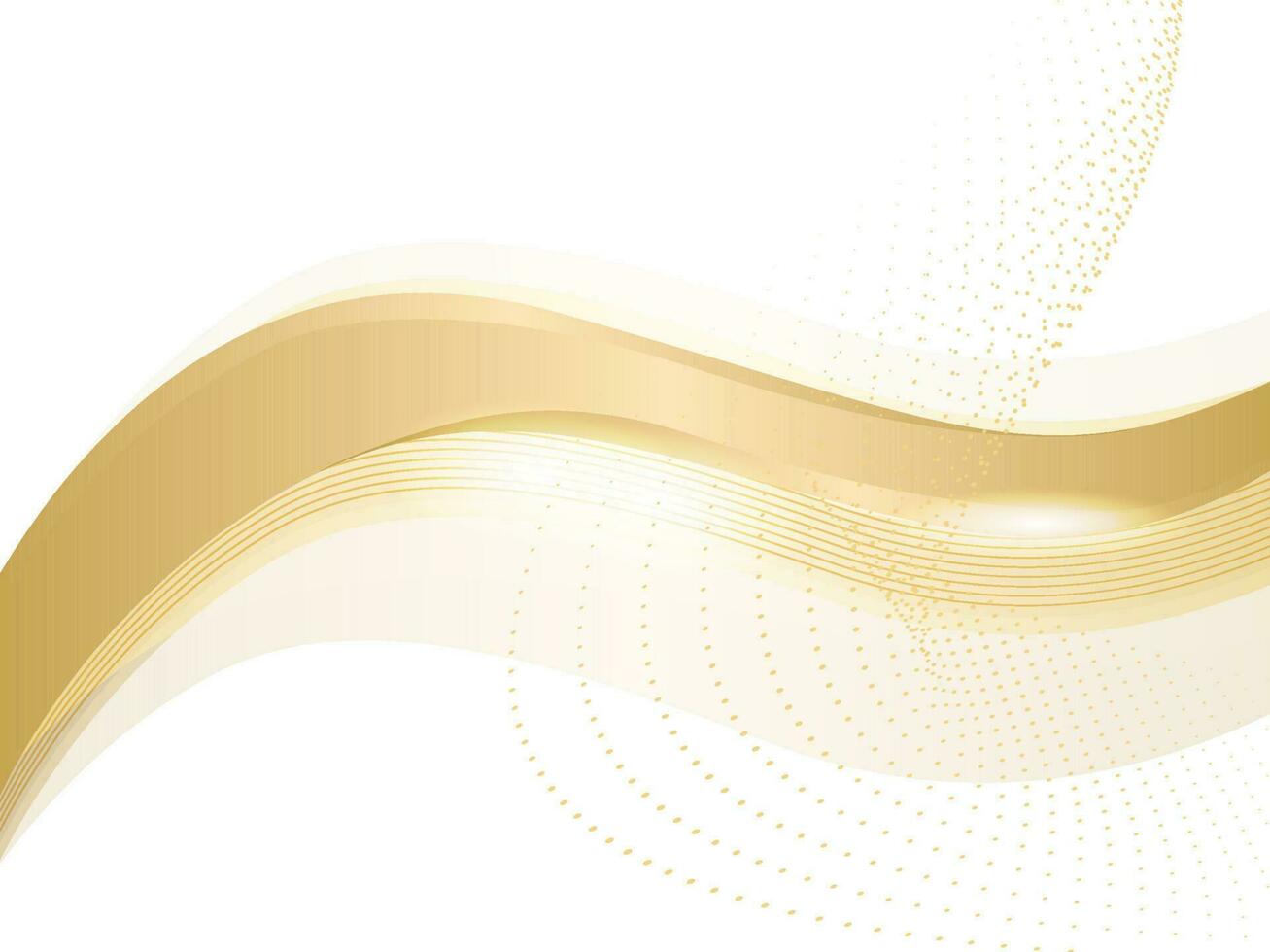 Golden Abstract Waves Over White Background. vector