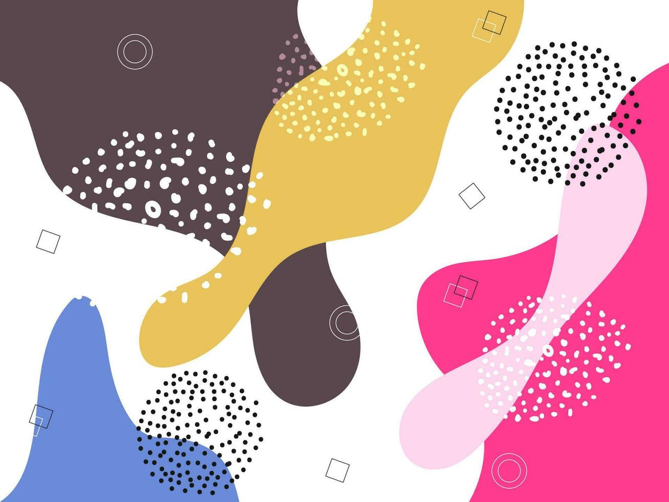 Colorful fluid art abstract background with geometric elements. vector