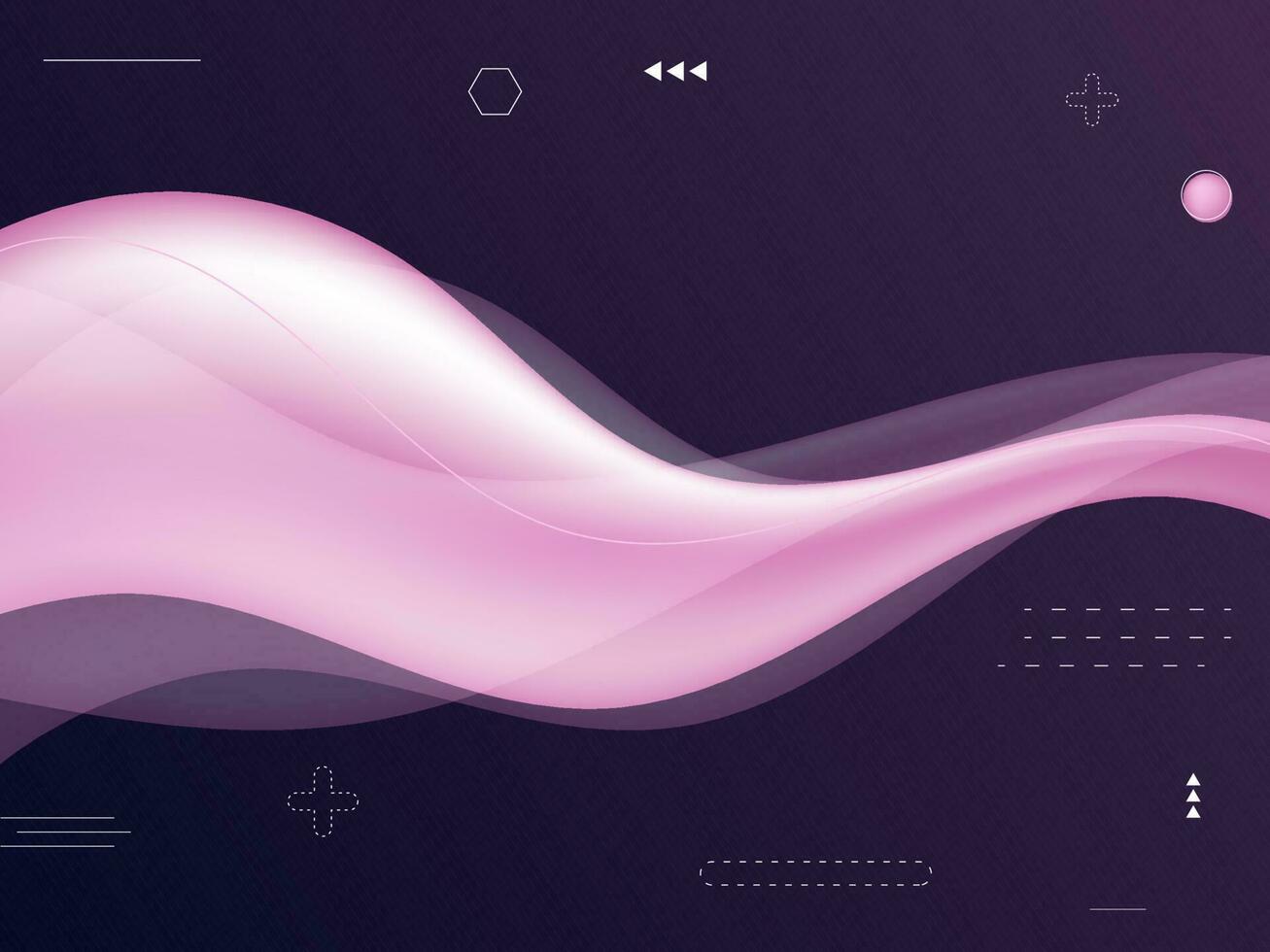 Glossy Pink Abstract Wave Over Purple Background. vector