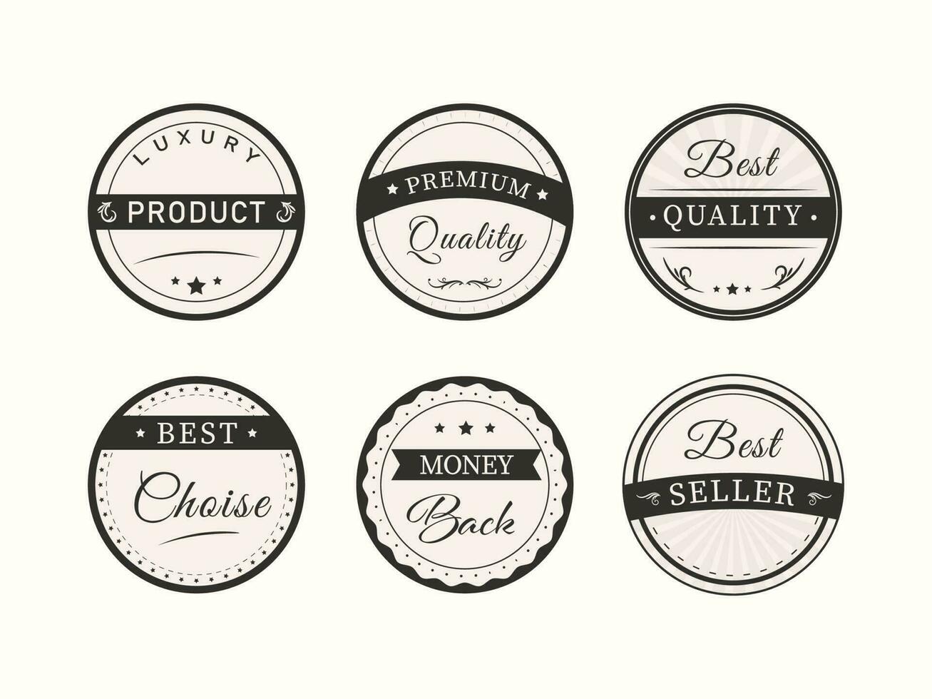 Collection Of Six Vintage Label, Tags Or Stickers Design For Advertising. vector