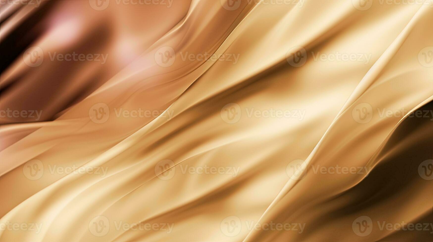 oro satín tela textura antecedentes. de cerca de ondulado dorado seda tela. 3d hacer ilustración foto