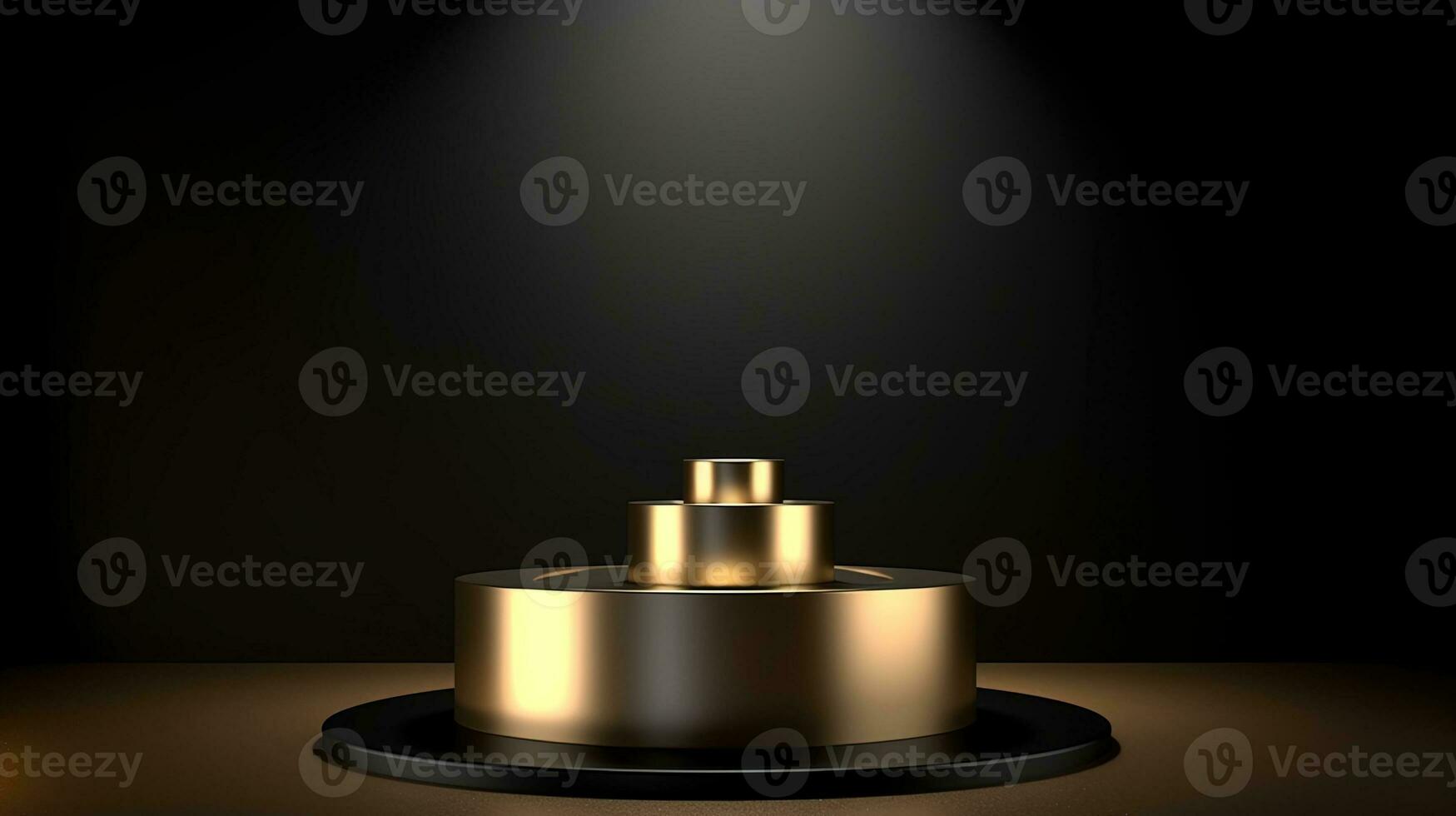 Golden podium on black background. 3d rendering, 3d illustration. photo