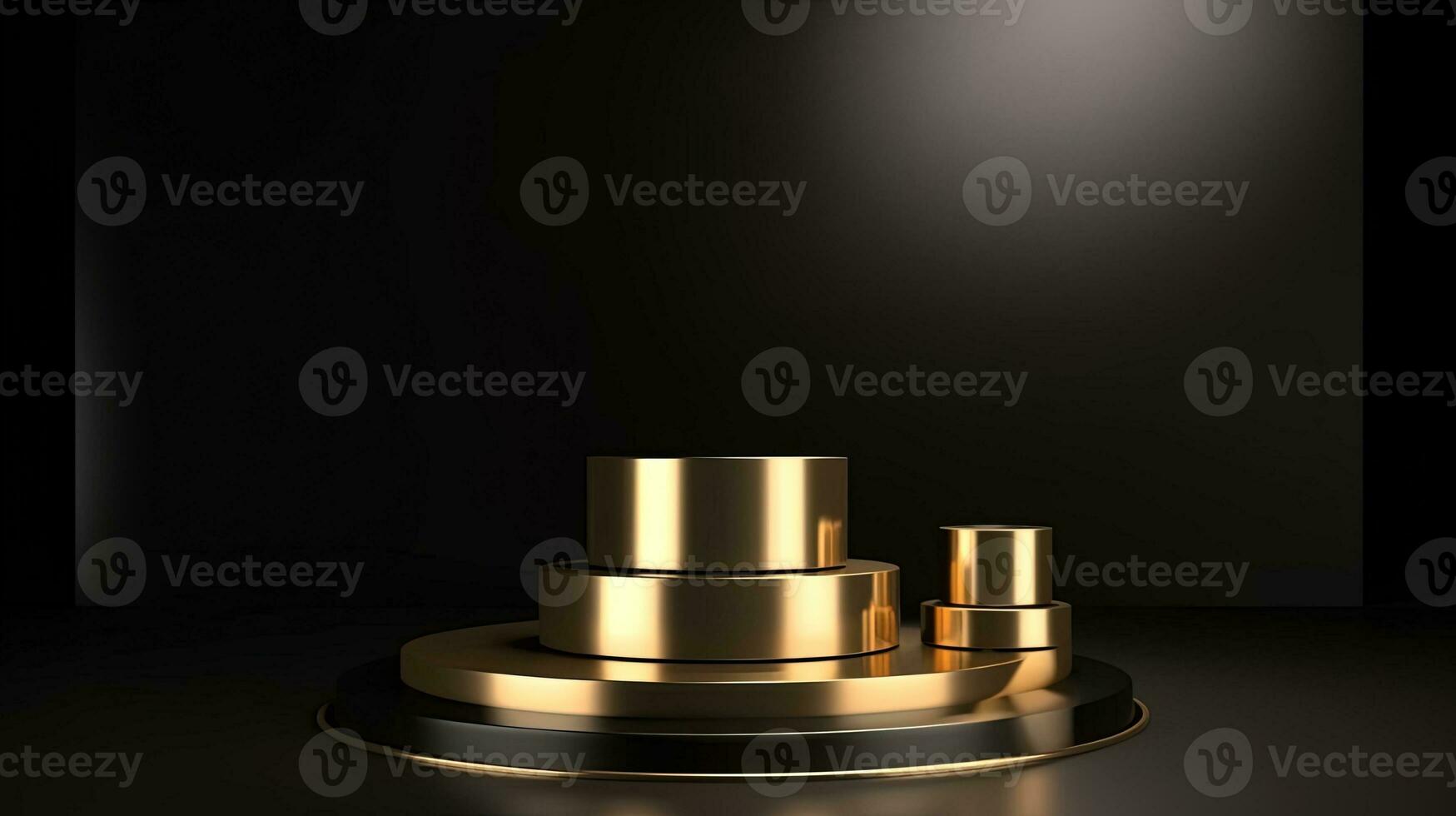 Golden podium on black background. 3d rendering, 3d illustration. photo