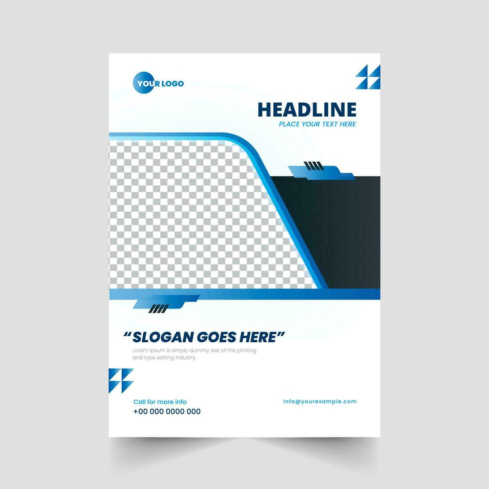 Business Brochure Template Design With Copy Space In White And Blue Color. vector
