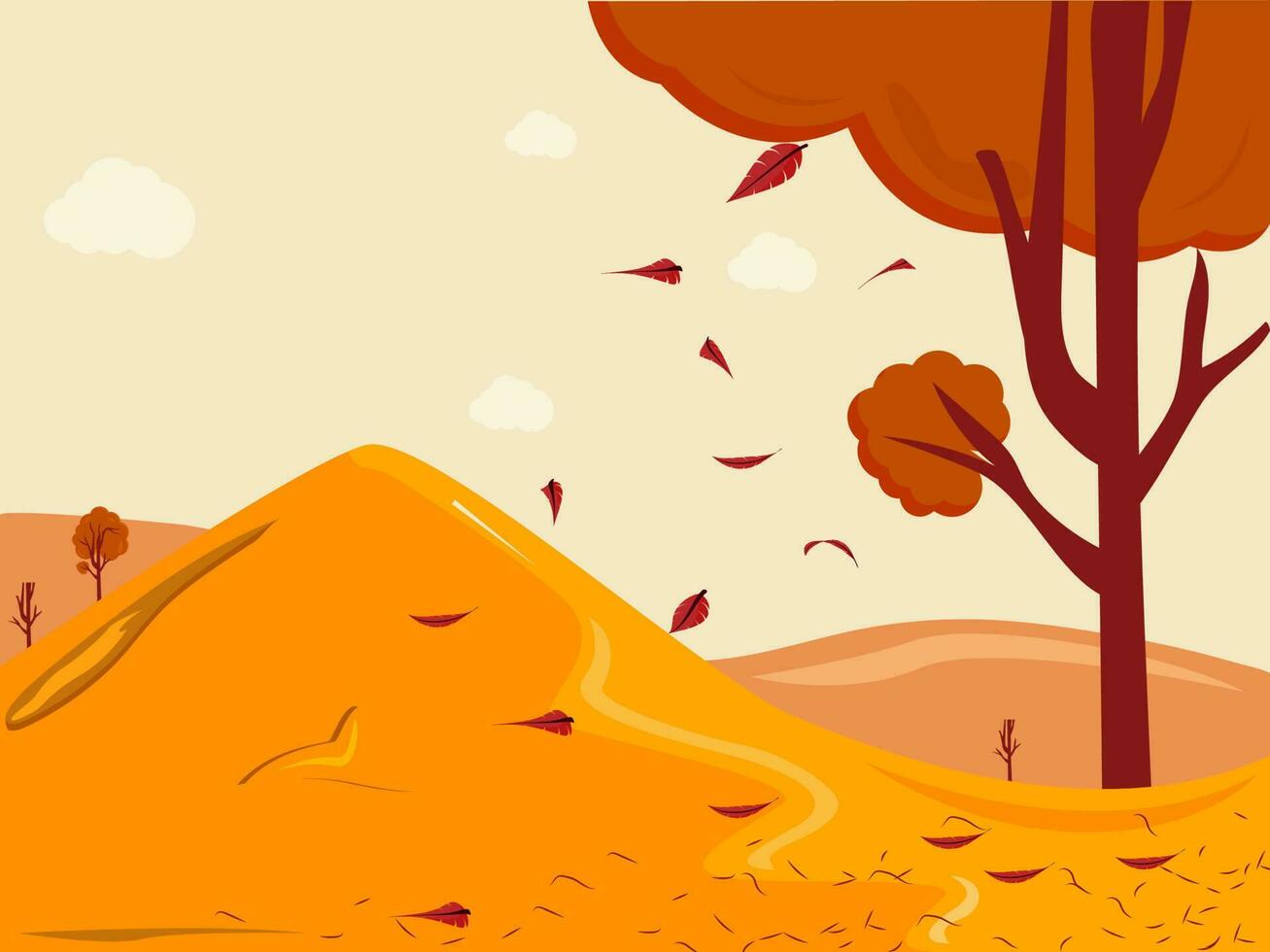 Autumn Or Fall Season Landscape Background. vector