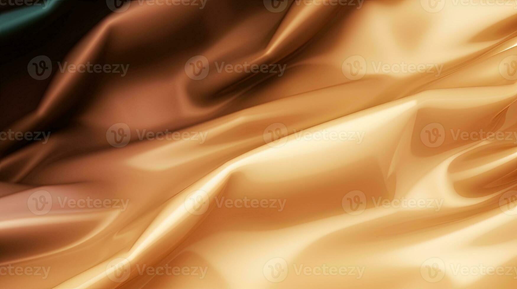 oro satín tela textura antecedentes. de cerca de ondulado dorado seda tela. 3d hacer ilustración foto