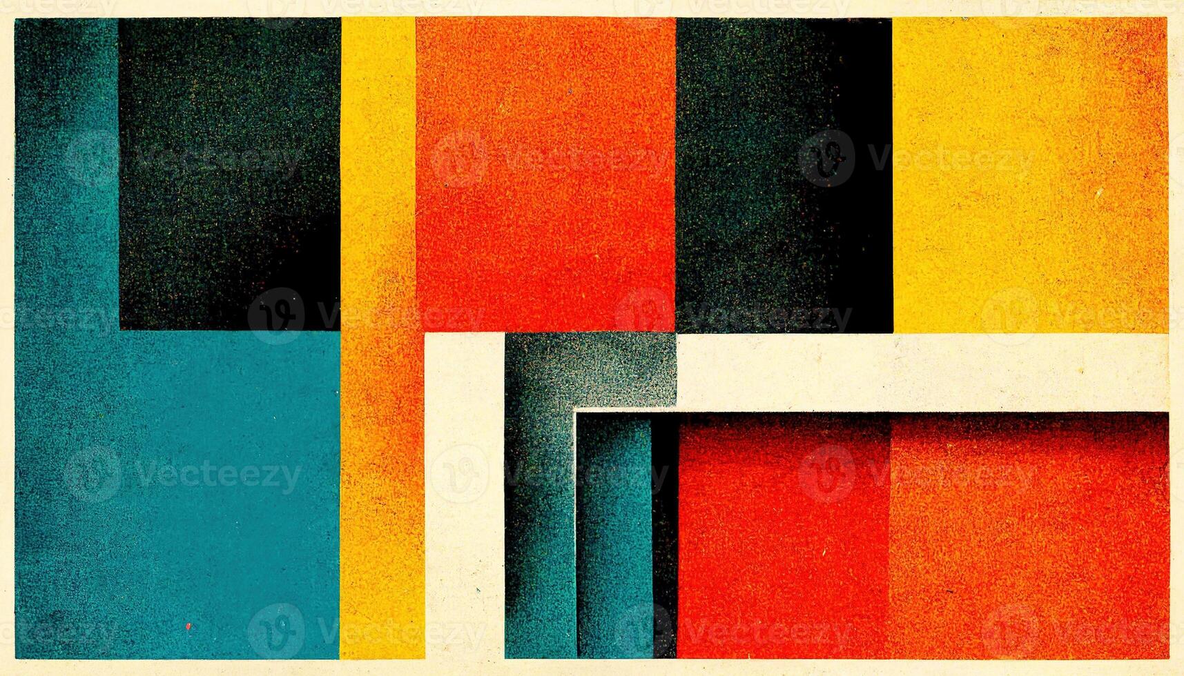 , abstract Bauhaus style background with grainy paper texture. Trendy contemporary minimal 20s geometric design. Digital art. photo