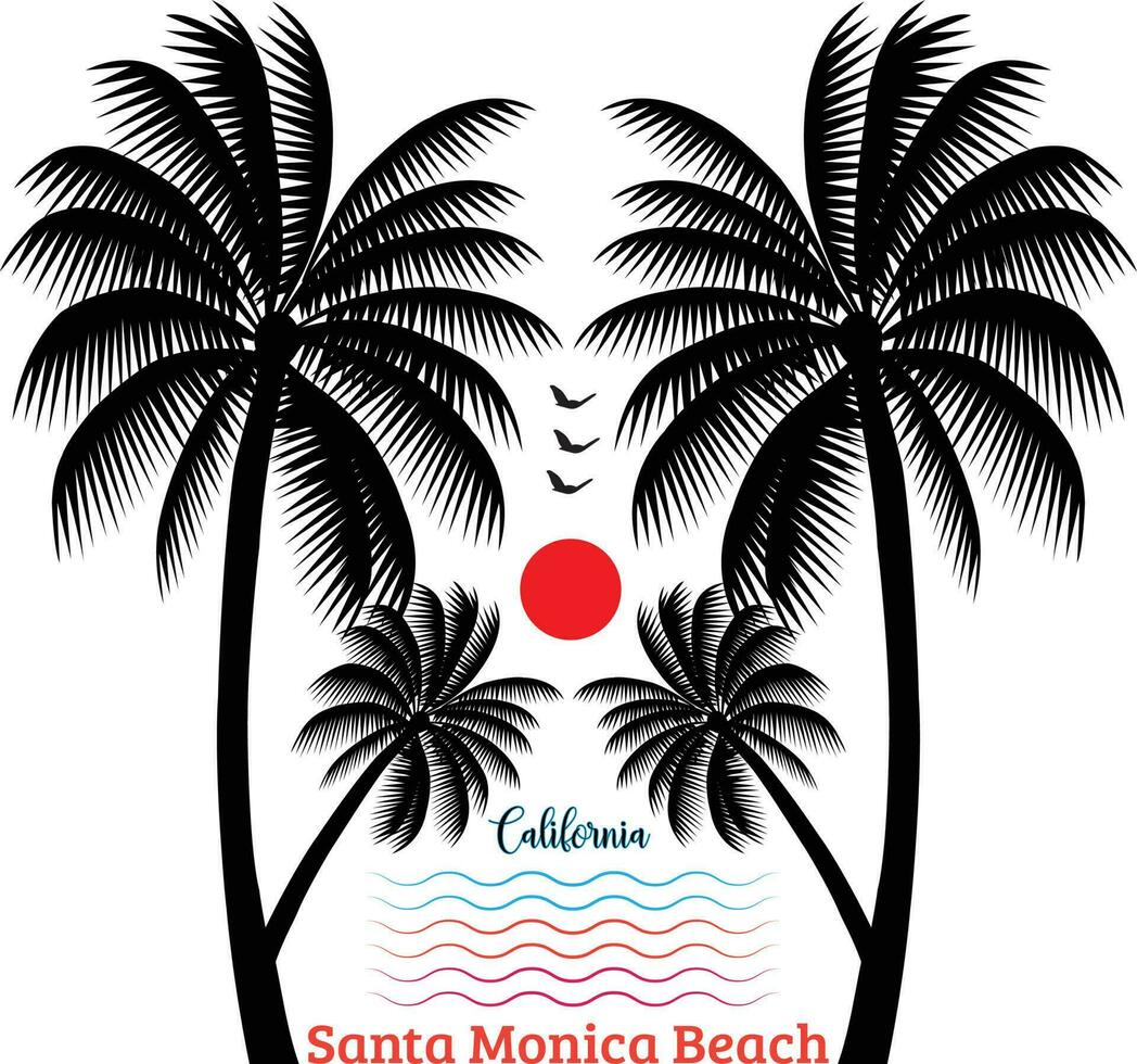 California Papa Noel monica playa camiseta diseño vector