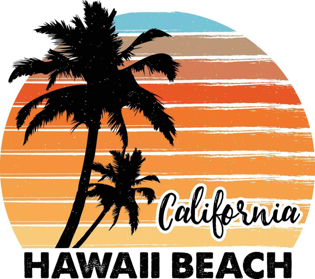 California Hawaii Beach T-shirt Design vector