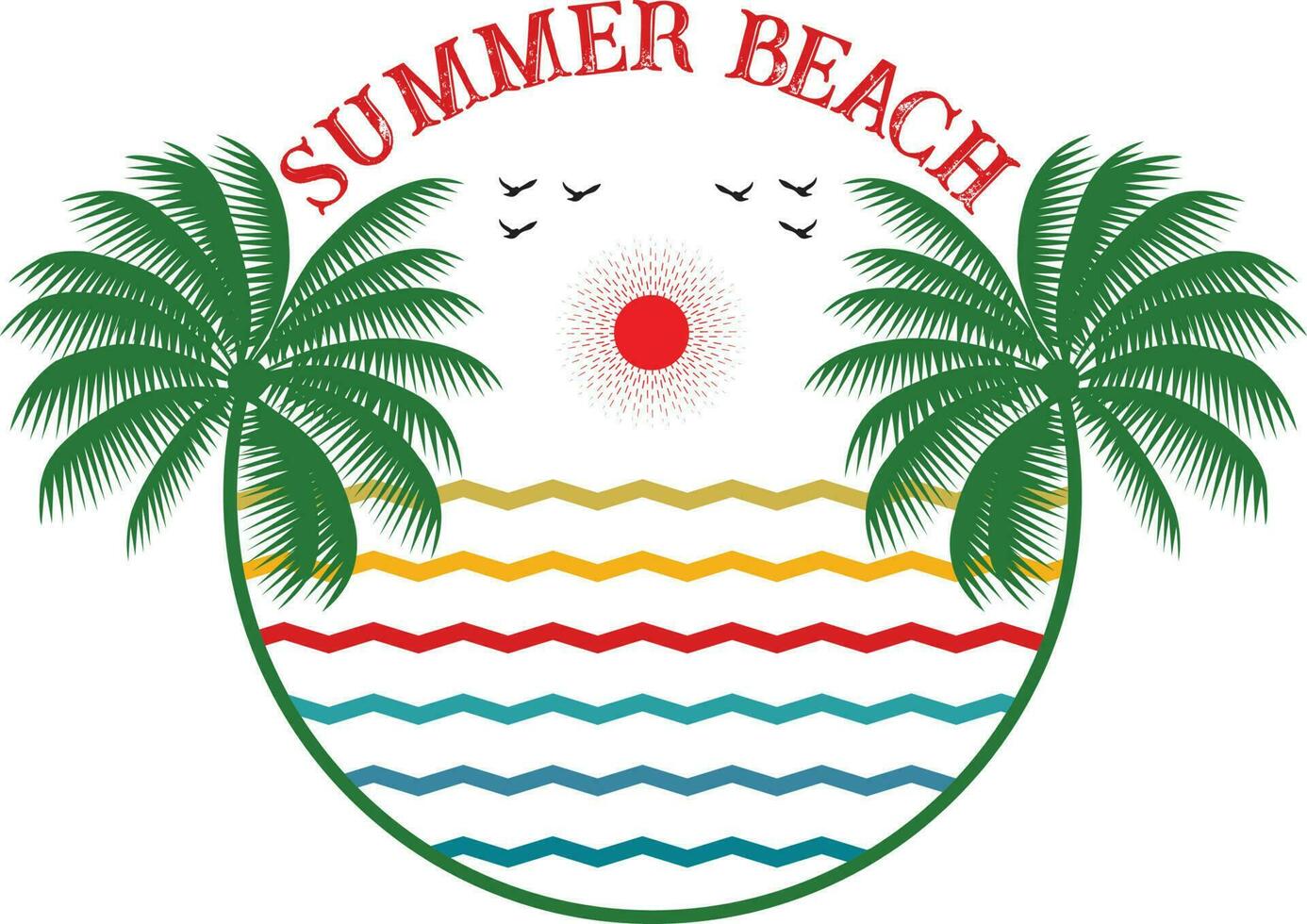 Summer Beach T-shirt Design vector