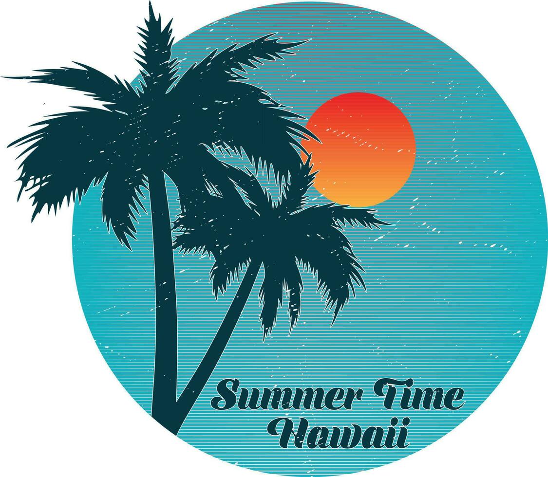 verano hora Hawai camiseta diseño vector