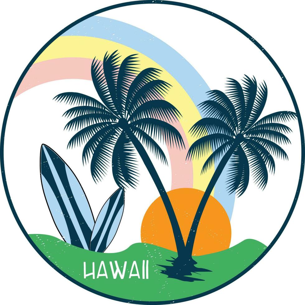 Hawaii Beach T-shirt Design Vector Illustration