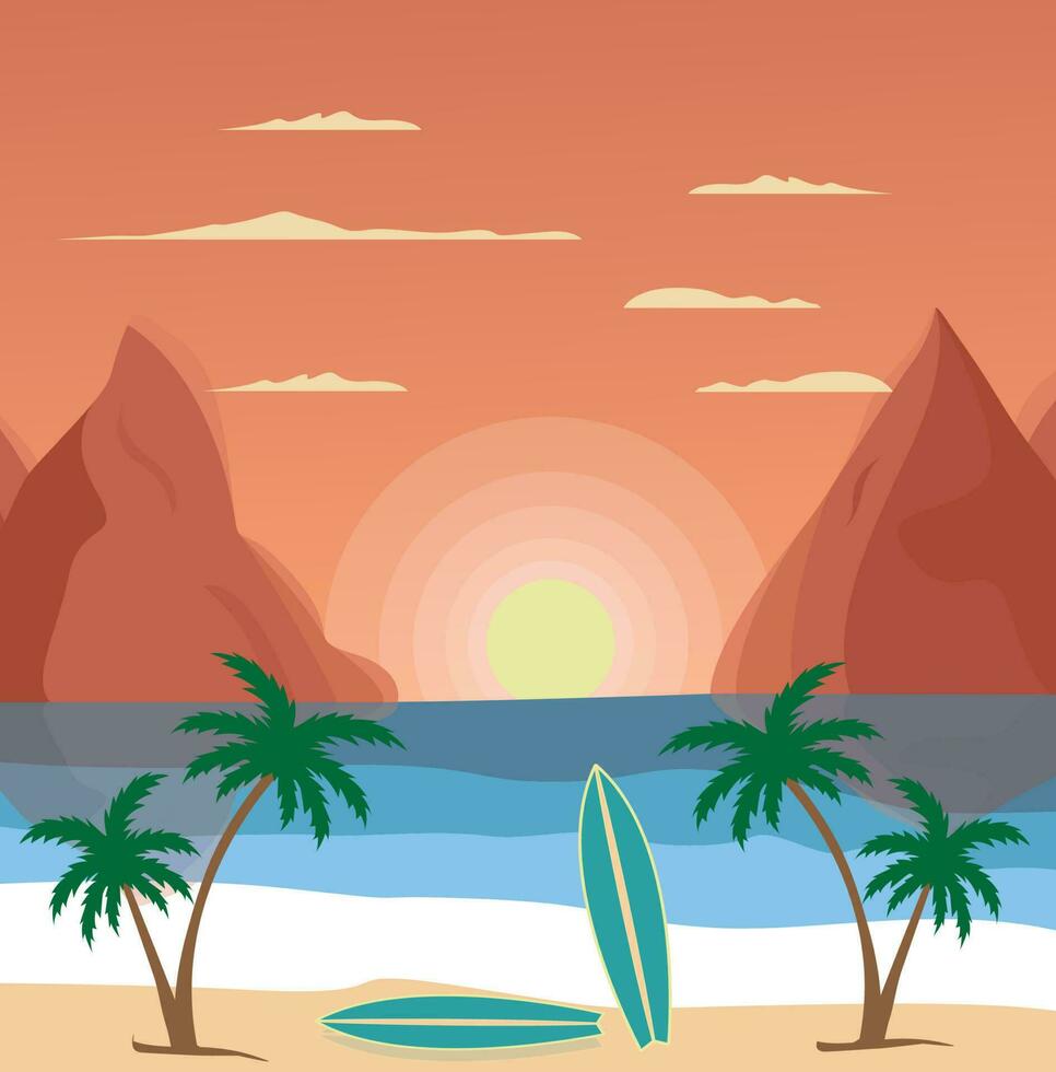 Summer Time Beach Vector Illustration