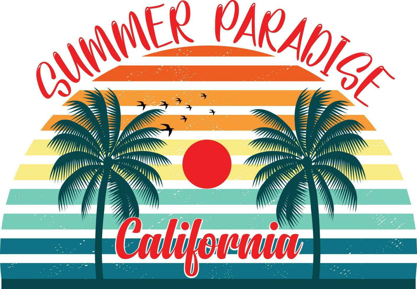 Summer Paradise California T-shirt Design vector