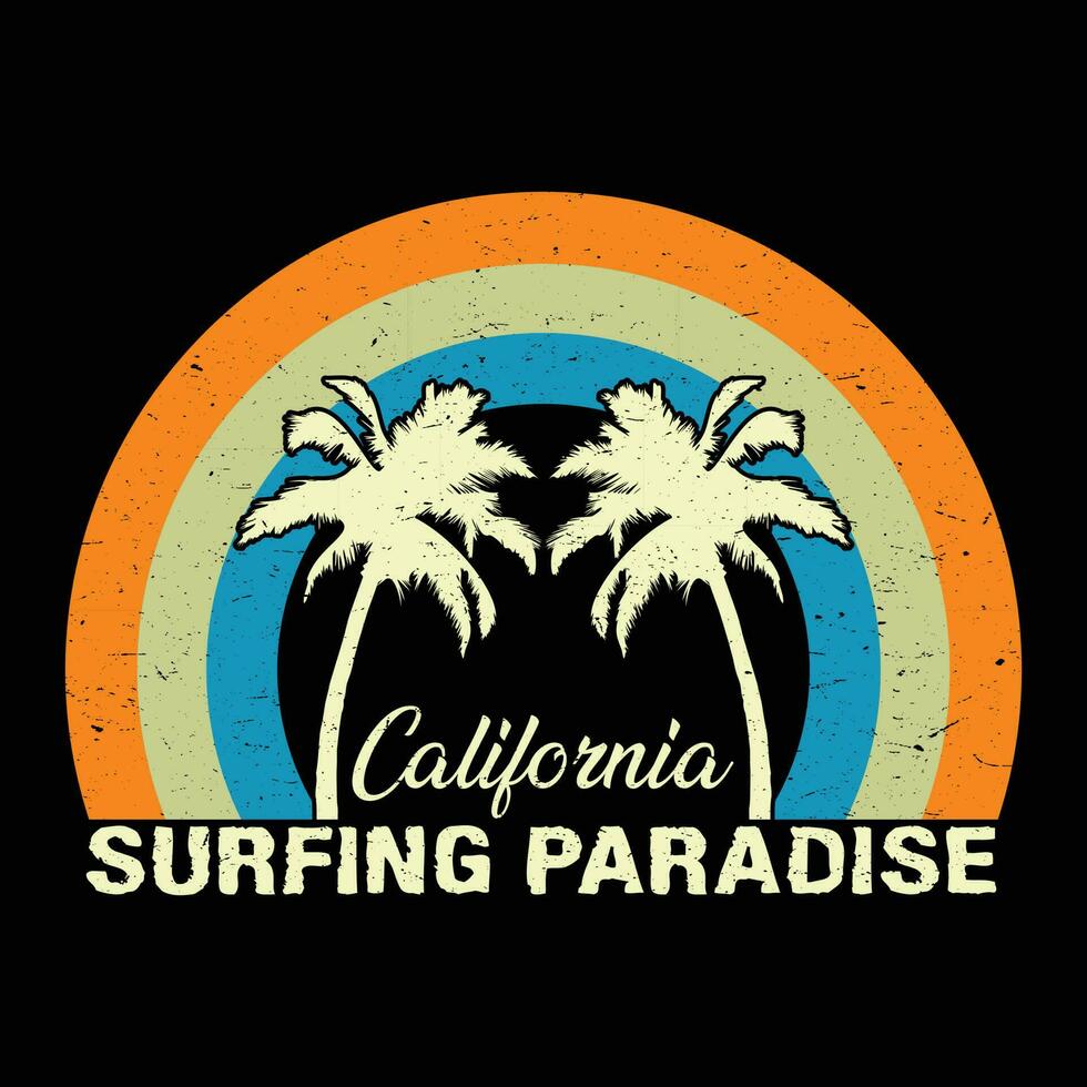 California Surfing Paradise T-shirt Design vector