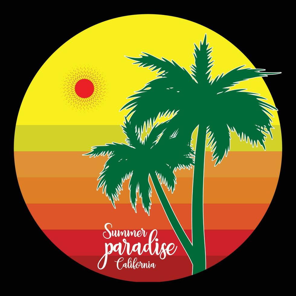 Summer Paradise California T-shirt Design vector