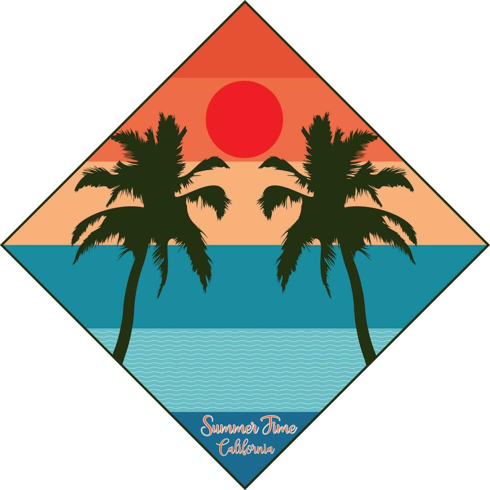 Summer Time California T-shirt Design Vector Illustration
