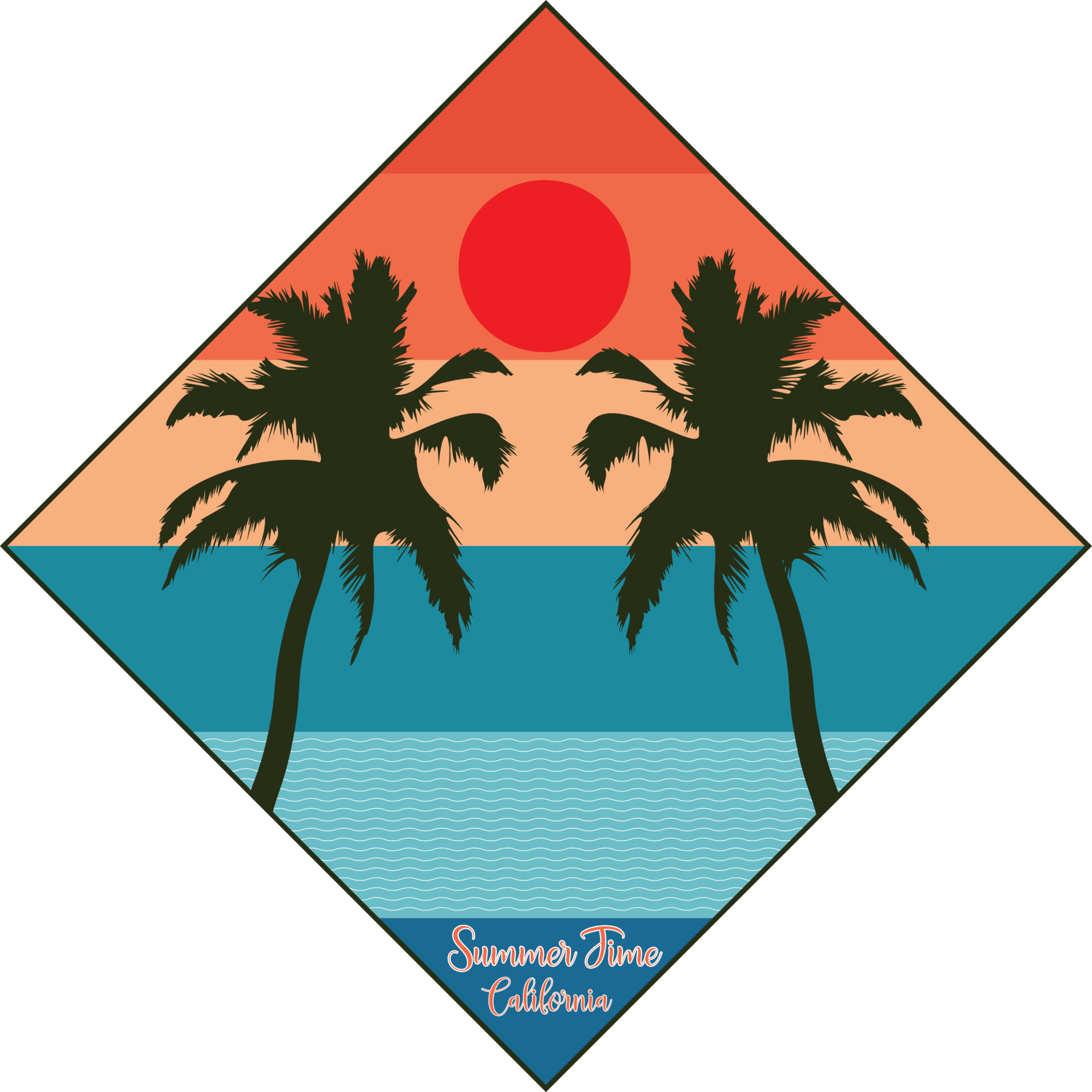 Summer Time California Tshirt Design Vector Illustration 23448564