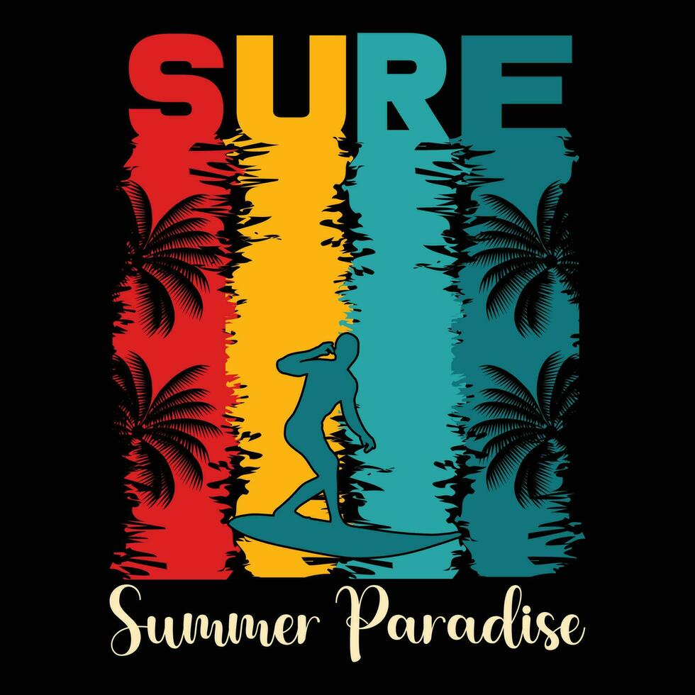 Surf Summer Paradise T-shirt Design vector