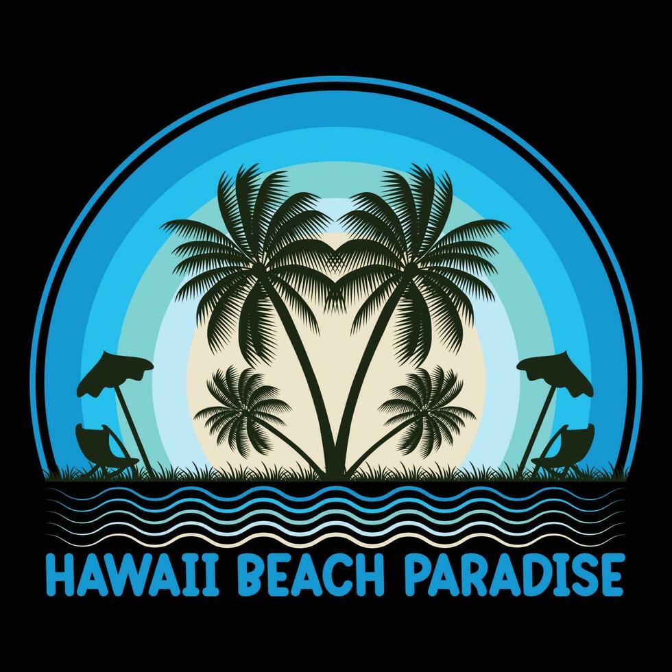 Hawaii Paradise Beach T-shirt Design Vector illustration