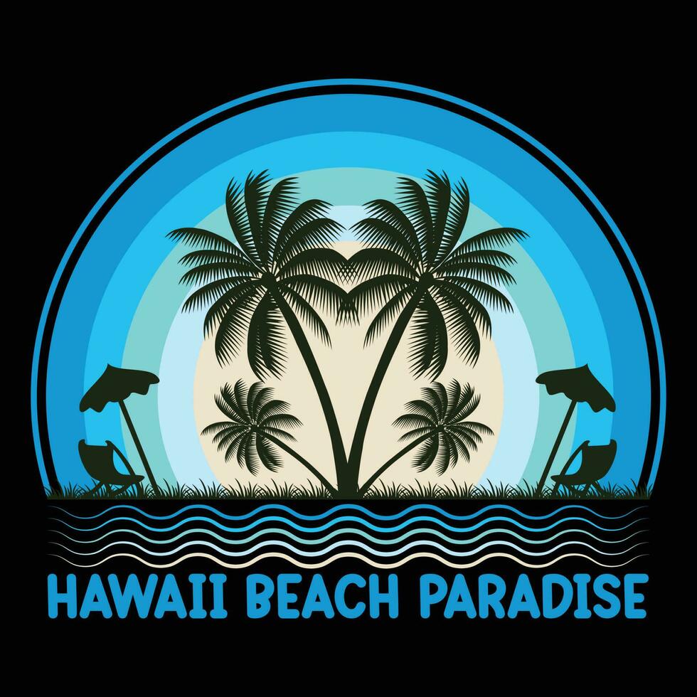 Hawai paraíso playa camiseta diseño vector ilustración