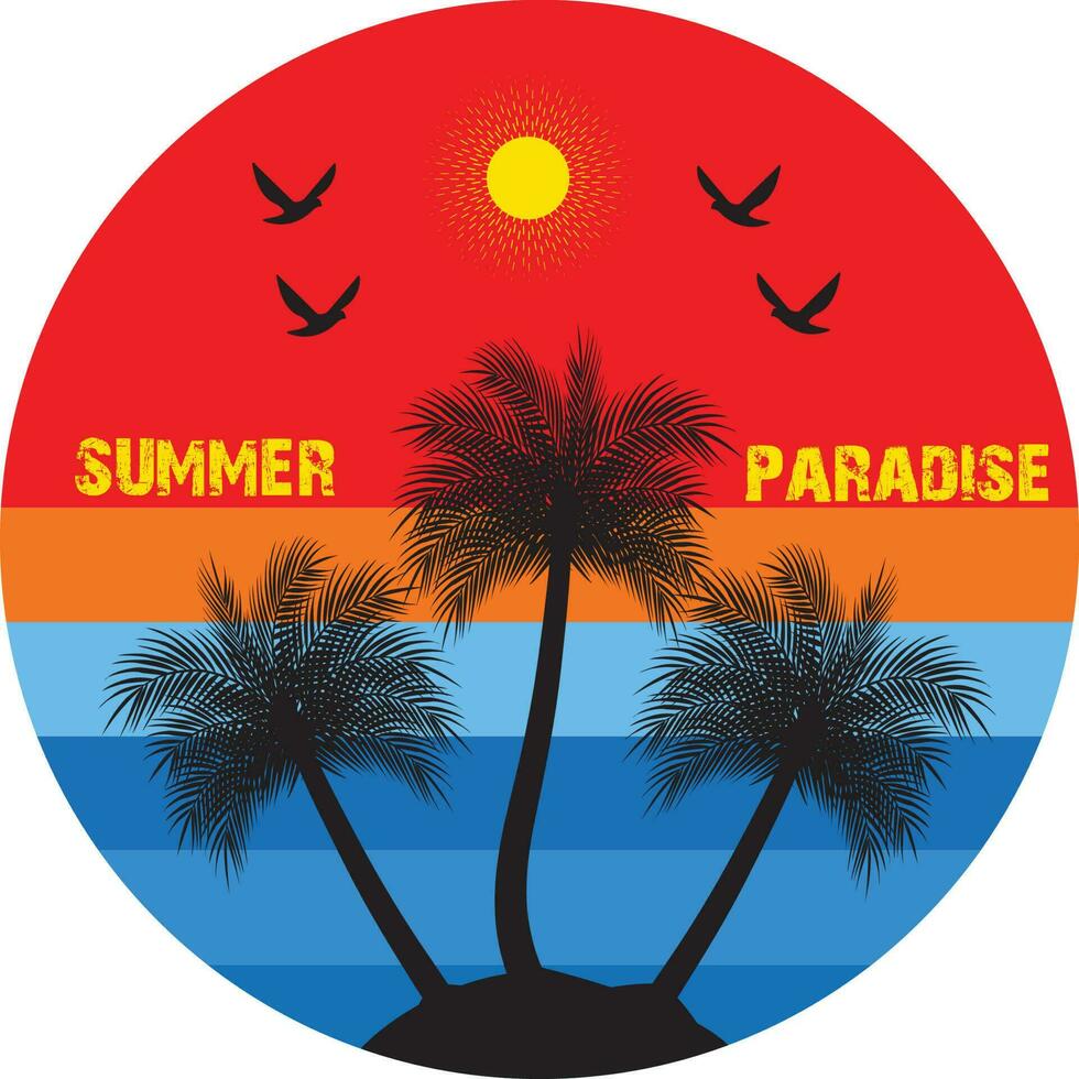 Summer Paradise T-shirt Design vector
