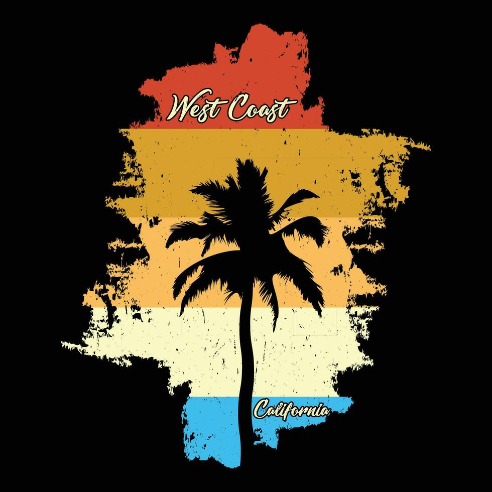 West Coast California T-shirt Design vector