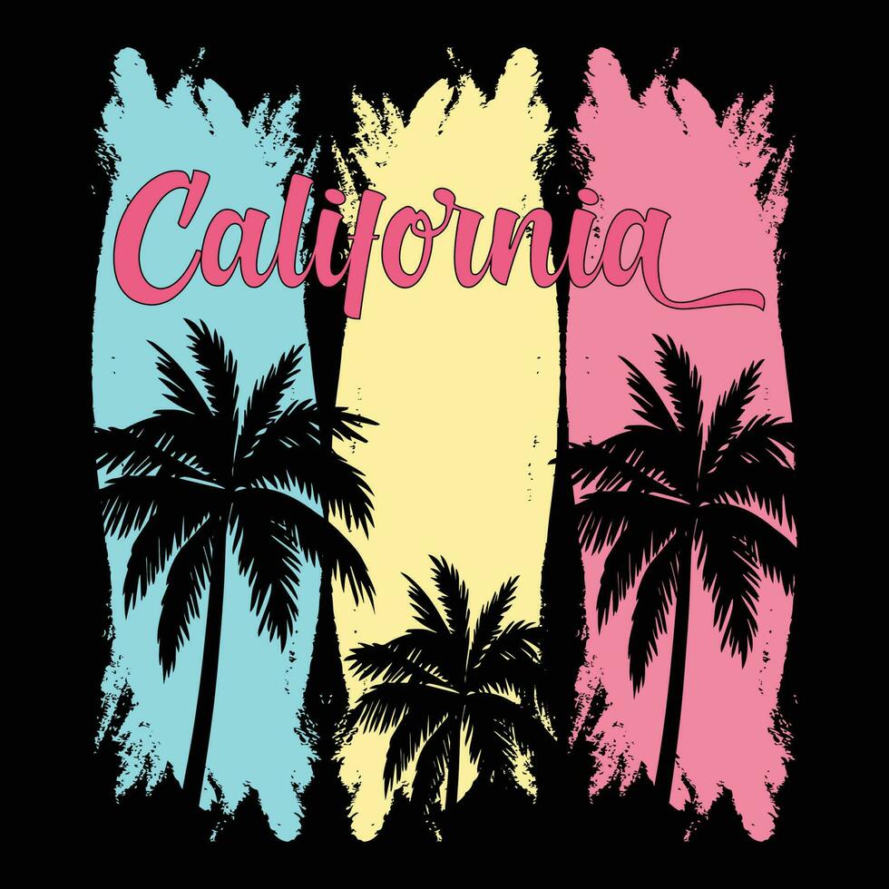 California Beach T-shirt Design vector