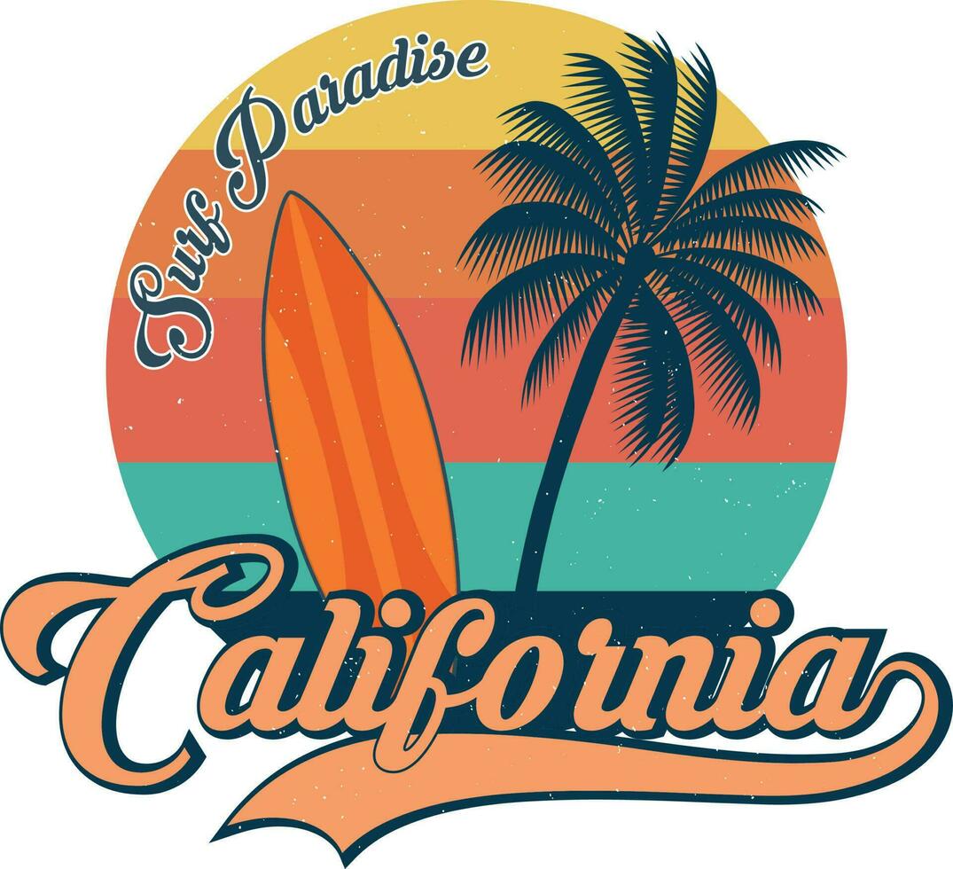 Surf Paradise California T-shirt Design Vector Illustration